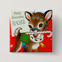 Niedlicher Vintager frohe Weihnacht-Lehrerknopf