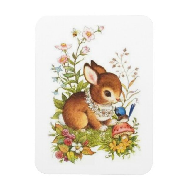 Niedlicher Vintager Frühlingshunger Osterhase in B Magnet (Vertikal)