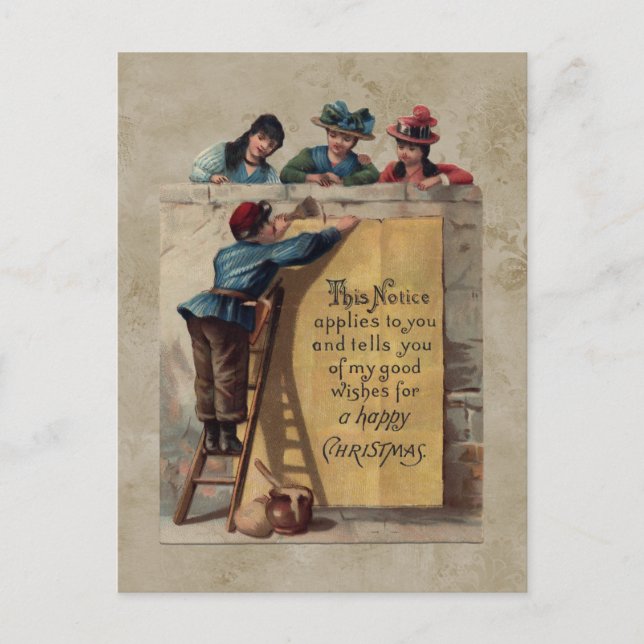 Niedlicher Vintager Glückwunsch Weihnachten Gruß Postkarte (Vorderseite)