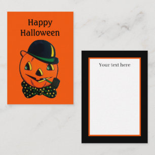 niedlicher Vintager Halloween-Kürbis hinzufügen Mitteilungskarte
