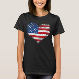 Niedlicher Vintager Herz-amerikanische T-Shirt