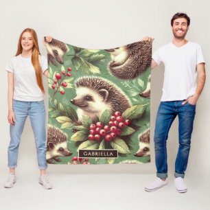 Niedlicher Vintager Igel Muster Fleecedecke
