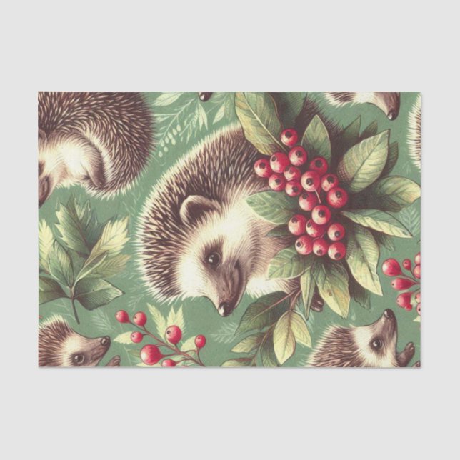 Niedlicher Vintager Igel Muster Seidenpapier (Vorderseite)