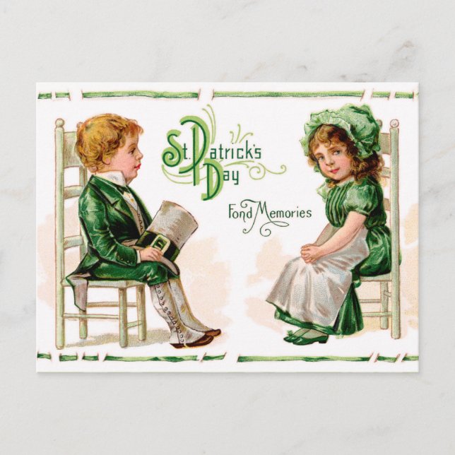 Niedlicher Vintager Irish St. Patrick's Day Postkarte (Vorderseite)