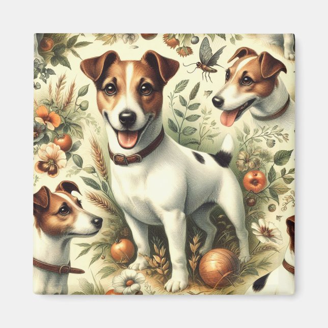 Niedlicher Vintager Jack Russell Terrier Magnet (Vorne)