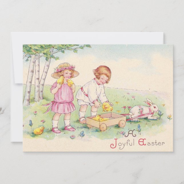 Niedlicher Vintager Osterhase Feiertagskarte (Vorderseite)