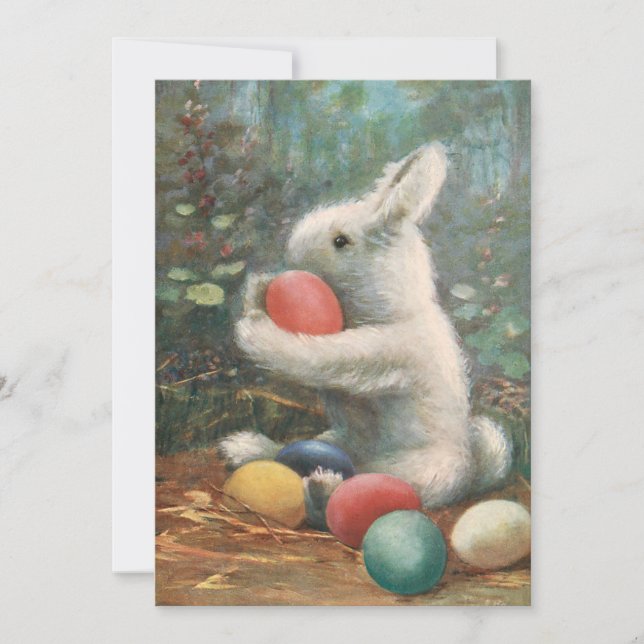 Niedlicher Vintager Osterhasen und Eier Feiertagskarte (Vorderseite)