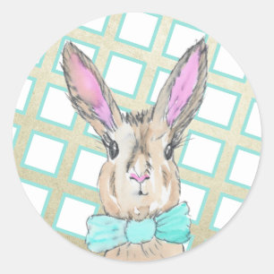 Niedlicher Vintager Ostern Kaninchengewölbe Runder Aufkleber