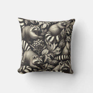 Niedlicher Vintager Racoon Nahtlos Kissen