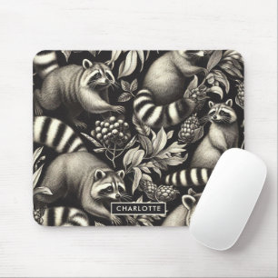 Niedlicher Vintager Racoon Nahtlos Mousepad