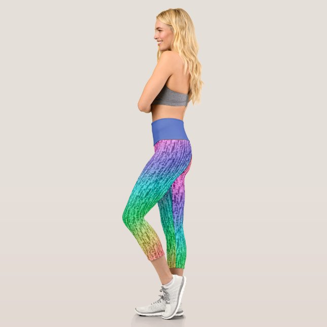 Niedlicher Vintager Regenbogen mit hohem Waisted Capri Leggings (Links)