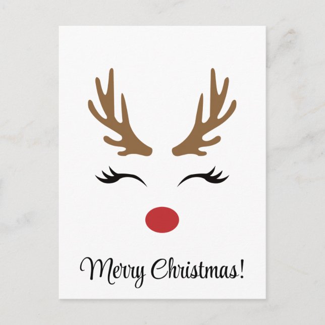 Niedlicher Vintager Reindeer Frohe Weihnachten Postkarte (Vorderseite)