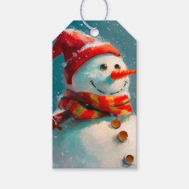 Niedlicher Vintager Schneemann Weihnachten Geschenkanhänger
