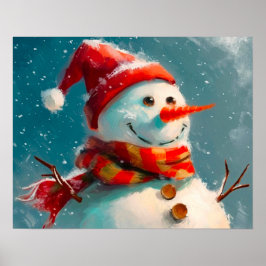 Niedlicher Vintager Schneemann Weihnachten Poster