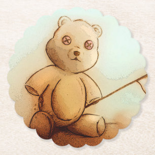 Niedlicher Vintager Teddy-Bär, maßgeschneiderter U Untersetzer