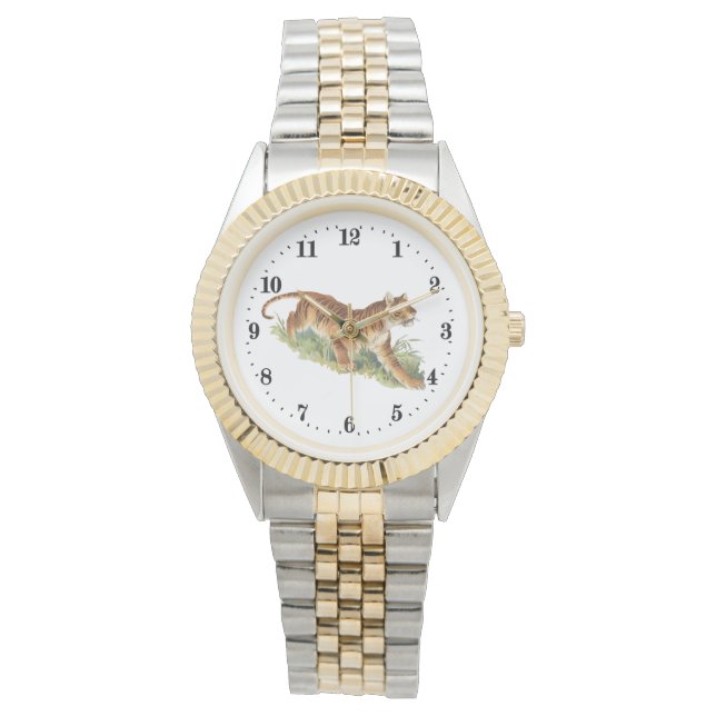 niedlicher Vintager Tigerfreund Armbanduhr (Vorderseite)