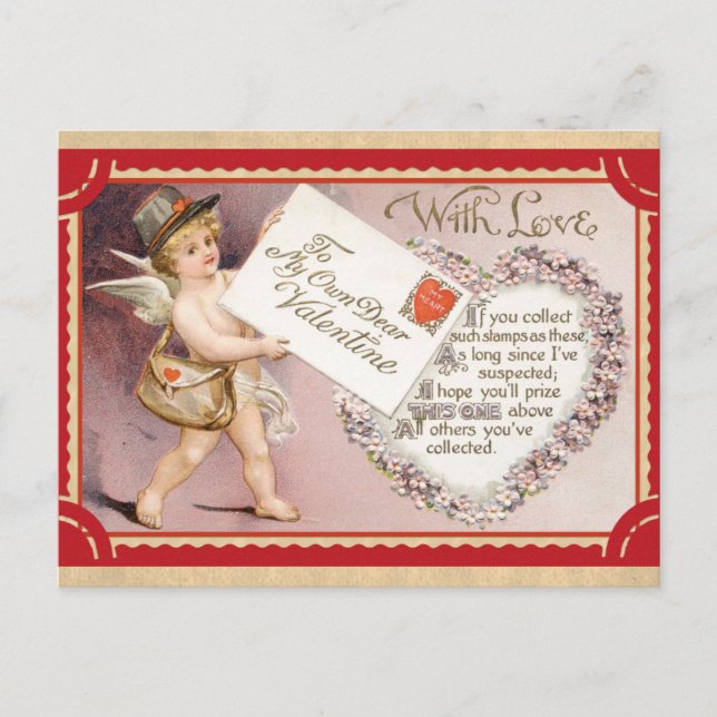 Niedlicher Vintager Valentinstag-Cherub-Mail Postkarte (Vorderseite)