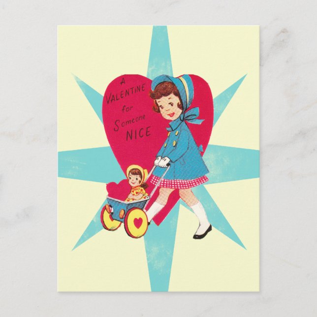 Niedlicher Vintager Valentinstag Feiertagspostkarte (Vorderseite)
