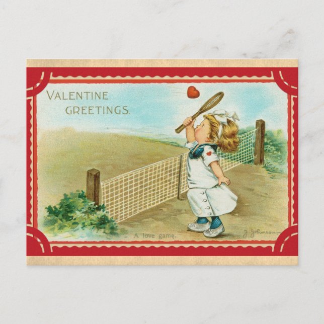 Niedlicher Vintager Valentinstag Grußspiel Liebe Postkarte (Vorderseite)