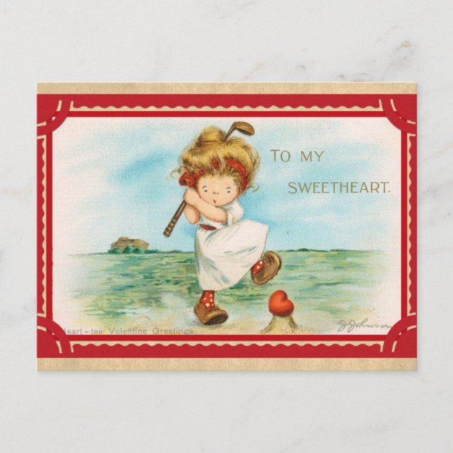 Niedlicher Vintager Valentinstag Postkarte (Vorderseite)