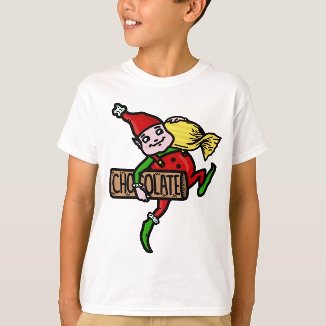 Niedlicher Vintager Weihnachtself mit Süßigkeit T-Shirt (Vorderseite)