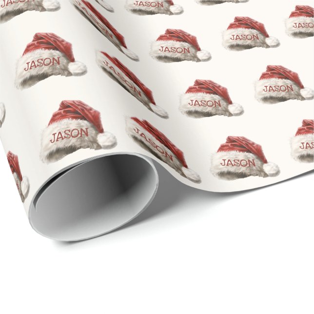 Niedlicher Vintager Weihnachtshut Personalisiert Geschenkpapier (Rolleneckpunkt)