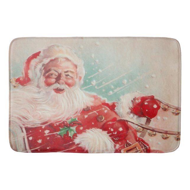 Niedlicher Vintager Weihnachtsmann Badematte (Vorderseite)