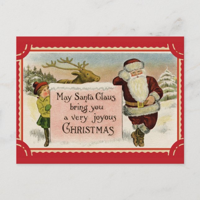 Niedlicher Vintager Weihnachtsmann frohe Weihnacht Postkarte (Vorderseite)