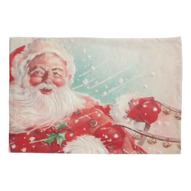 Niedlicher Vintager Weihnachtsmann Kissenbezug (Rückseite)