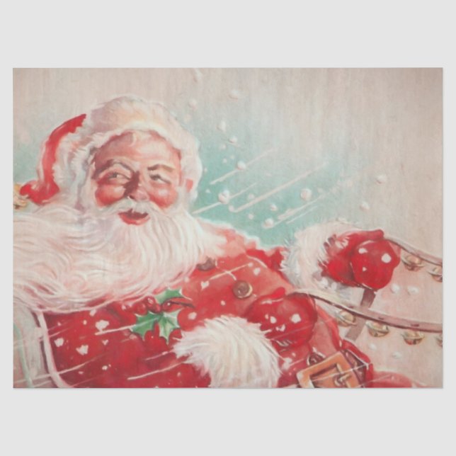 Niedlicher Vintager Weihnachtsmann Seidenpapier (Vorderseite)