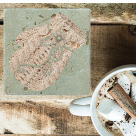 Niedlicher Vintager Winter rustikaler Strick mitte Steinuntersetzer