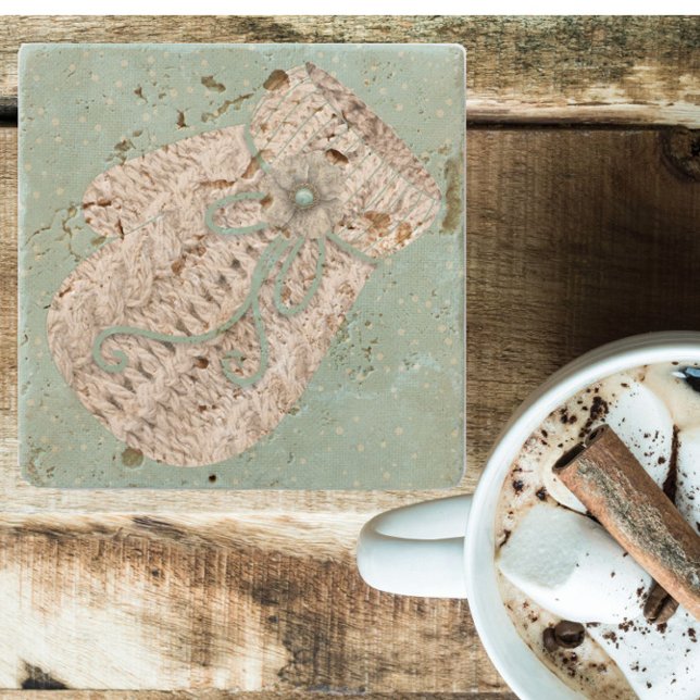 Niedlicher Vintager Winter rustikaler Strick mitte Steinuntersetzer (Von Creator hochgeladen)