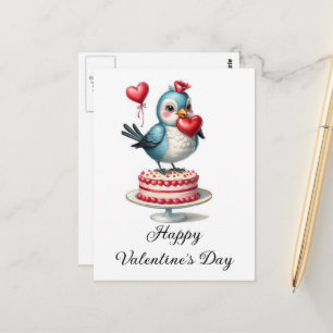 Niedlicher Vogel auf dem Kuchen Postkarte