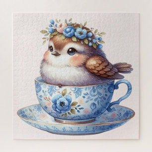 Niedlicher Vogel im floralen Teakonzern Kunst, Dic