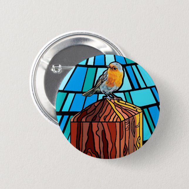 Niedlicher Vogel in lebendiger Farbe Button (Vorne & Hinten)