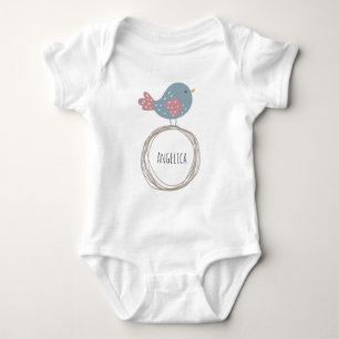 Niedlicher Vogel-Individuelle Name Baby Strampler