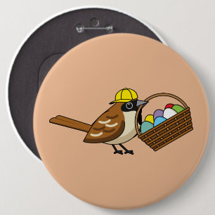 Niedlicher Vogel mit bunten Eierkörben Button
