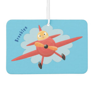 Niedlicher Vogel mit rotem Flugzeug Cartoon Abbild Autolufterfrischer
