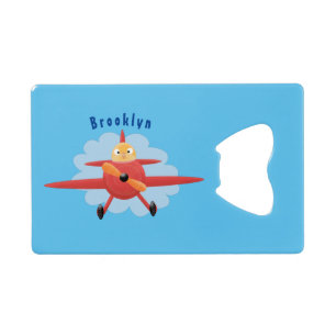 Niedlicher Vogel mit rotem Flugzeug Cartoon Abbild Geldbeutel Flaschenöffner