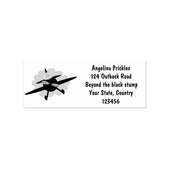 Niedlicher Vogel mit rotem Flugzeug Cartoon Abbild Gummistempel (Prägung)