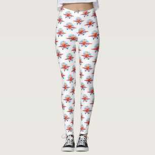 Niedlicher Vogel mit rotem Flugzeug Cartoon Abbild Leggings