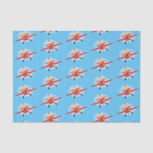 Niedlicher Vogel mit rotem Flugzeug Cartoon Abbild Seidenpapier