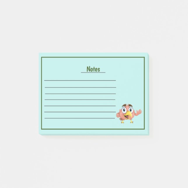 Niedlicher Vogel mit Zeilen Nachhinweis Post-it Klebezettel (Vorderseite)