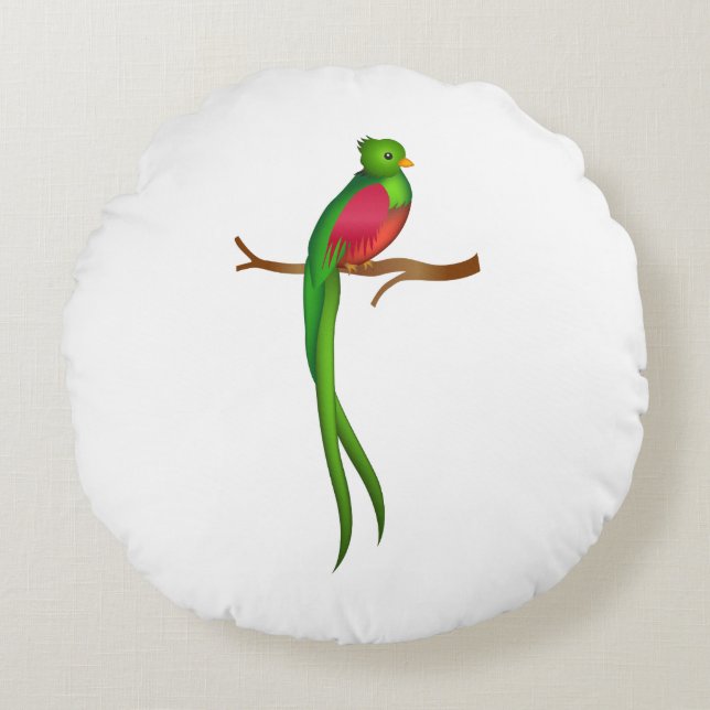 Niedlicher Vogel Quetzal Rundes Kissen (Vorderseite)