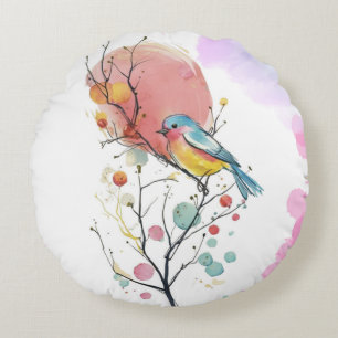 niedlicher Vogel Rundes Kissen