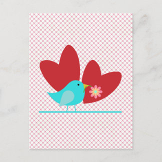 Niedlicher Vogel und Herz Postkarte