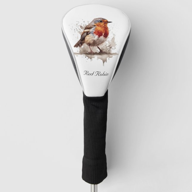 Niedlicher Vogelrobin in Aquarellfarben Golf Headcover (Vorderseite)