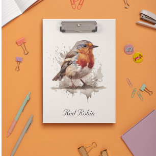 Niedlicher Vogelrobin in Aquarellfarben Klemmbrett