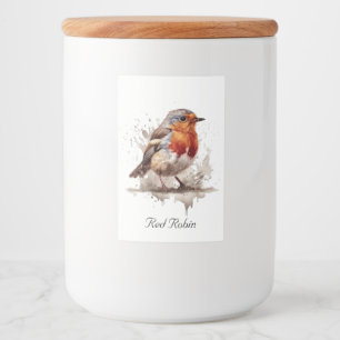 Niedlicher Vogelrobin in Aquarellfarben Lebensmitteletikett