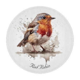 Niedlicher Vogelrobin in Aquarellfarben Schneidebrett